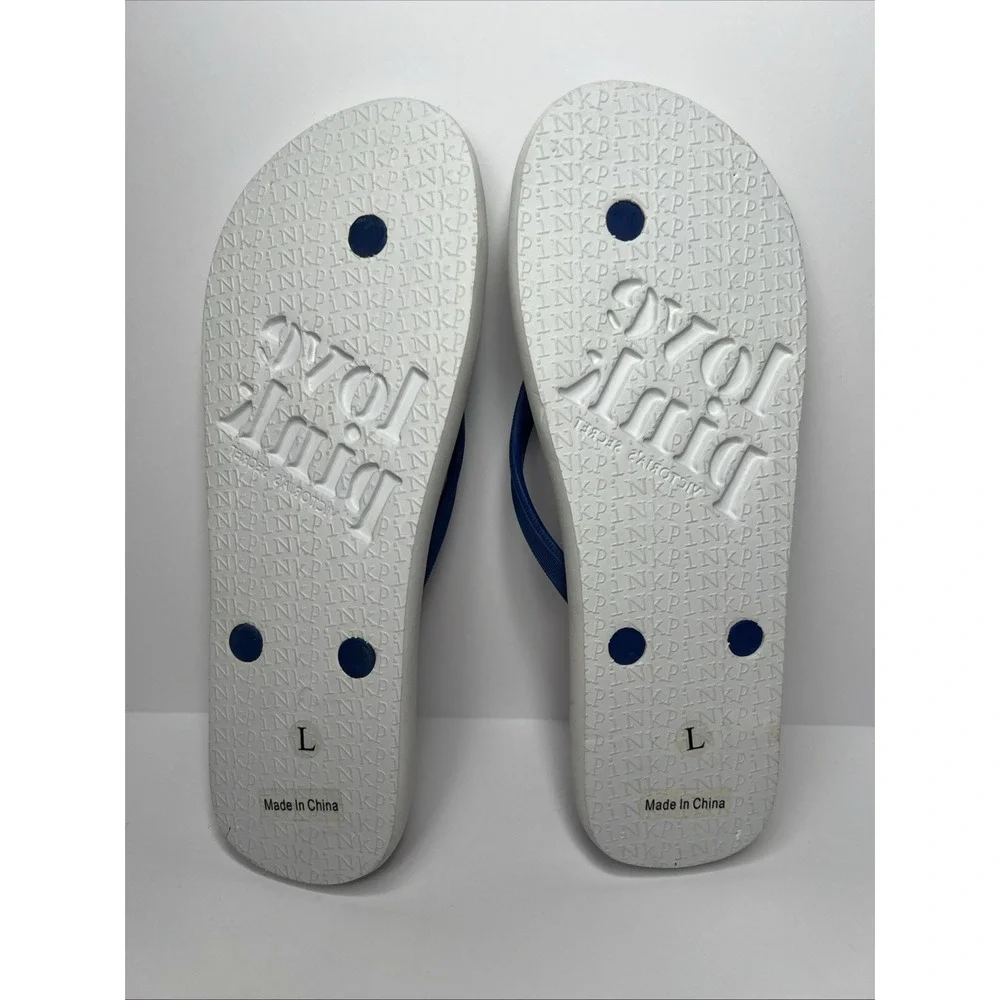 Victoria's Secret PINK Flip Flops Large Collegiate Pennant Love Spirit New